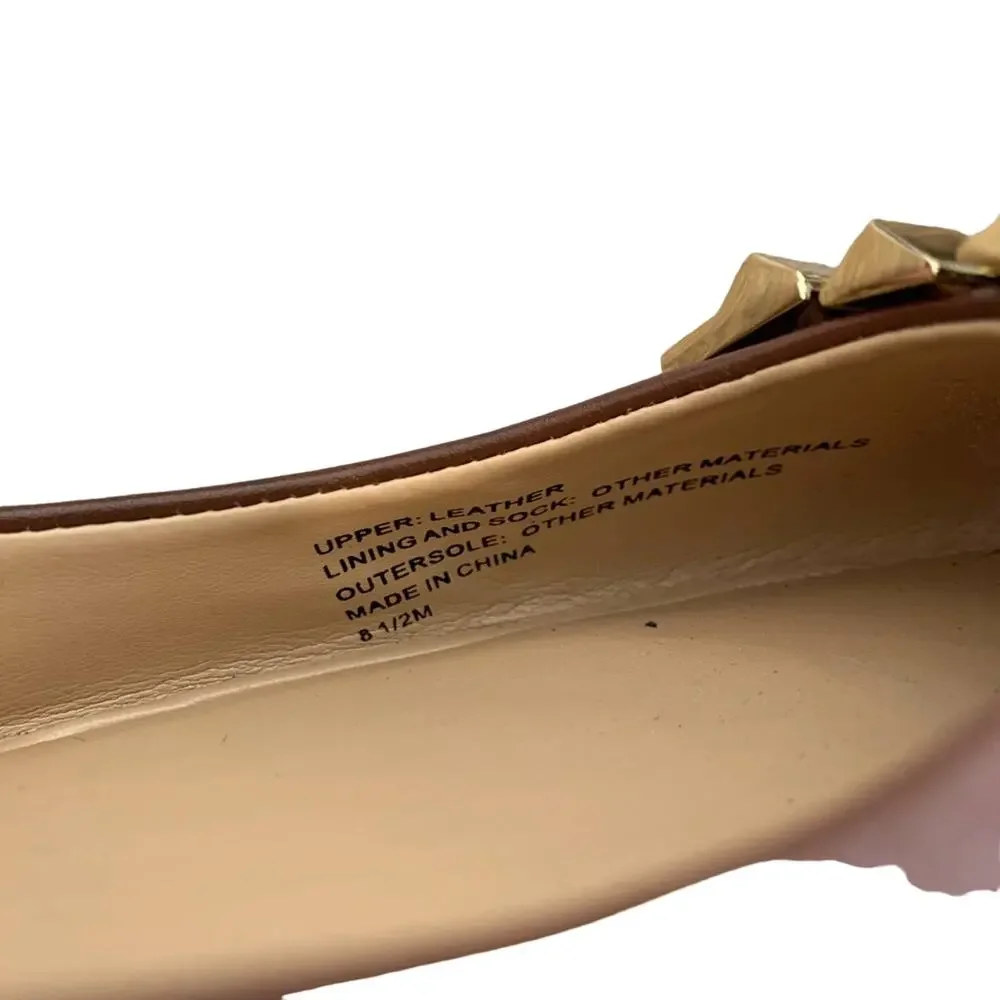 Banana Republic Chunky Buckle Detail Ballet Flats Round Toe Brown